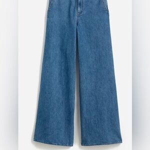 Madewell Wide Sweep Denim Trousers in Java wash, 28 NWT